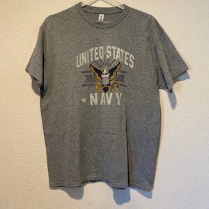 US Navy T-Shirt Gray‎ Eagle Logo Size Large Military Armed Forces